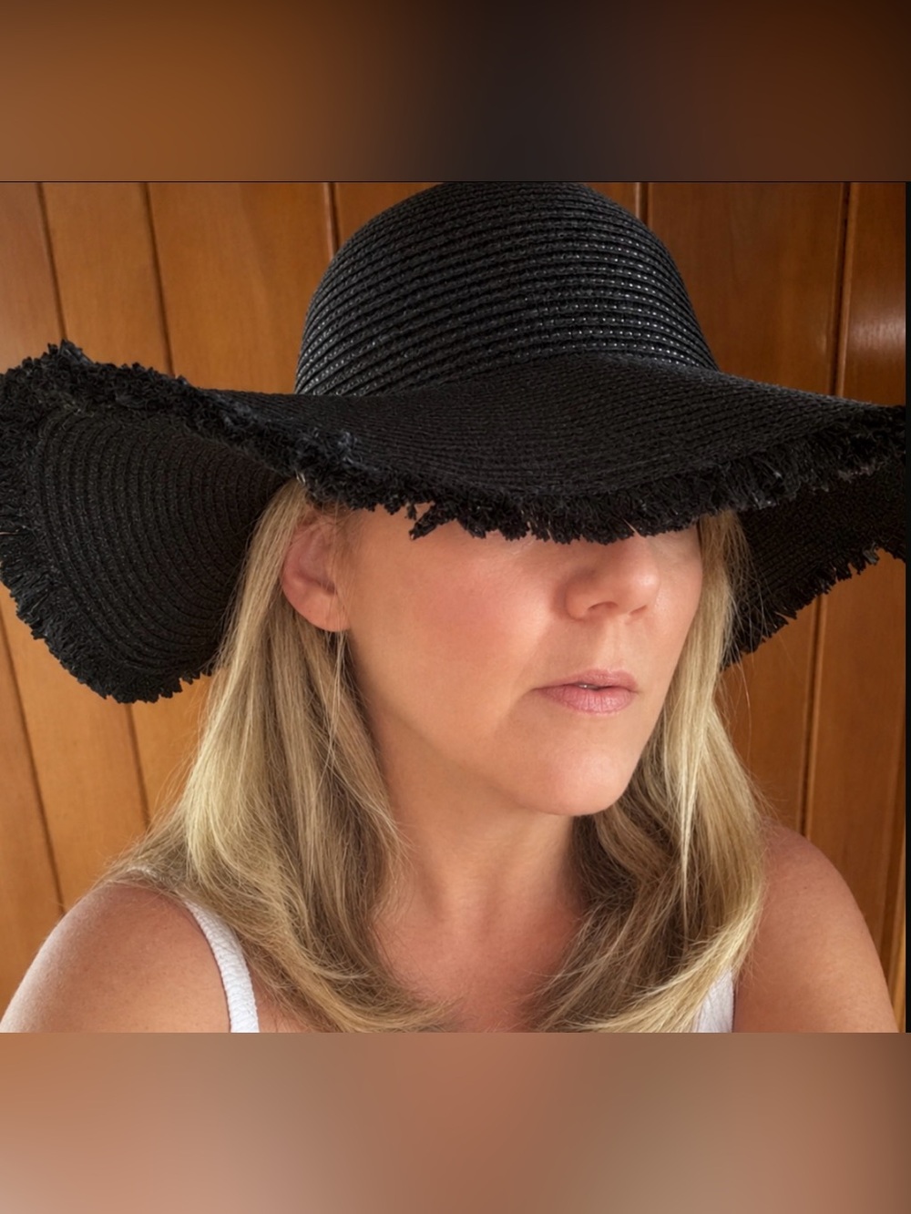 DAVID AND YOUNG Black Wide-Brim Sun Hat NEW